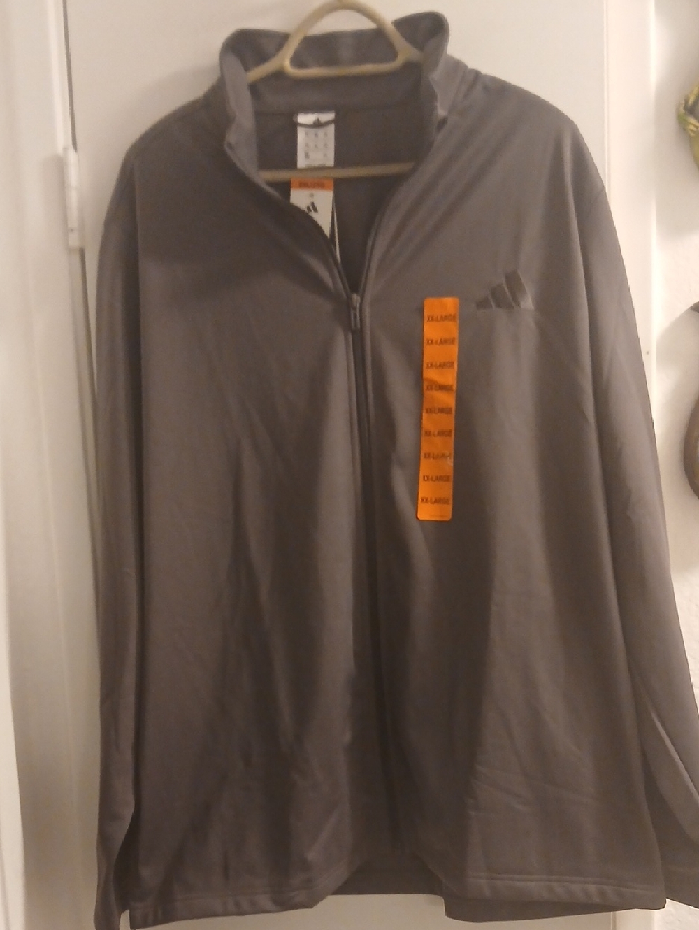 Adidas Gray Full Zip Sweat / Performance Jacket 2XL / 2TG Waist Zippered Pockets